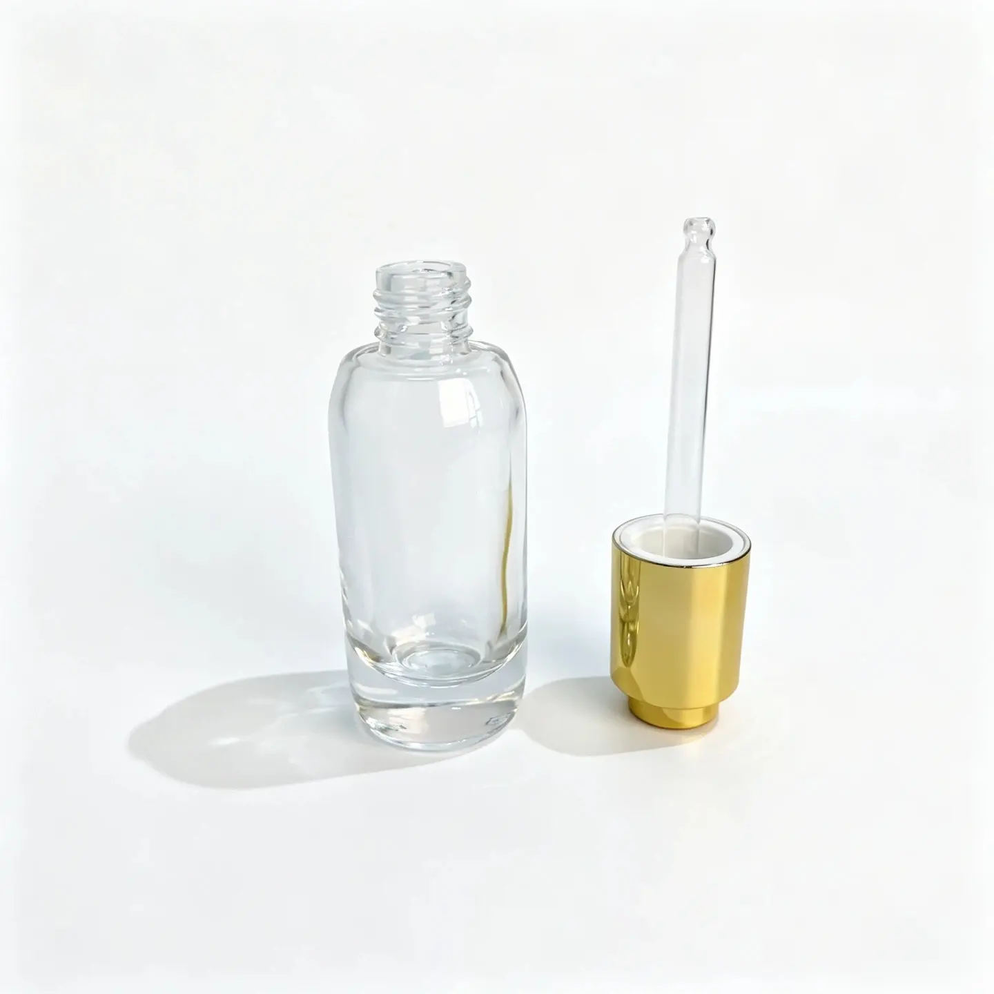 Flacon 30ml pentru ser și accesorii de închidere 30ml sticla de serum pentru îngrijirea pielii, prezentată cu accesorii de închidere separate pentru selectarea componentelor de ambalare