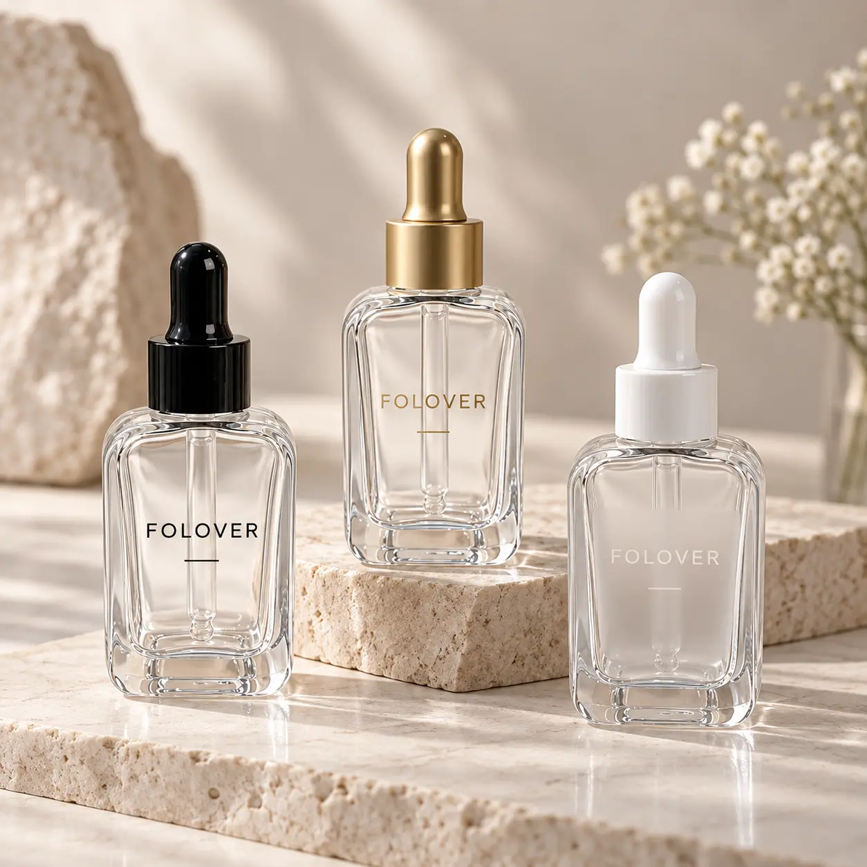 30ml flacone per siero con colori di stampa personalizzati e opzioni di decorazione con logo
