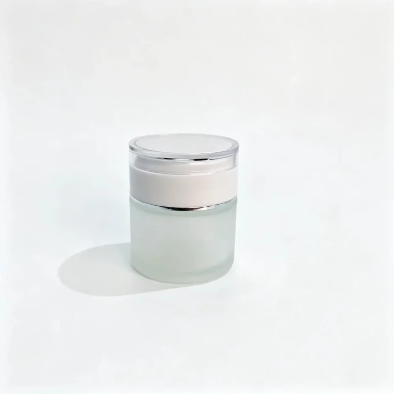 50g frosted cream jar shown from the front with its translucent container body and white screw lid