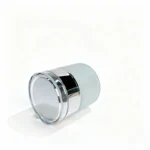 Side view of the 50g frosted glass cream jar showing the translucent glass body profile and silver screw-cap closure for facial cream packaging.