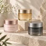 50g glass cream jars displaying different printing colors and decorative designs for custom cosmetic packaging