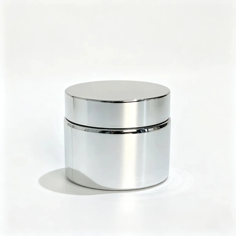 50g silver electroplated glass cream jar with a matching silver lid displayed in a cosmetic skincare packaging setting.