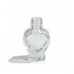 5ml heart-shaped glass nail polish bottle with the cap removed to show the confirmed screw neck opening