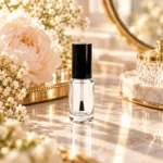5ml round glass nail polish bottle displayed in a cosmetic packaging scene