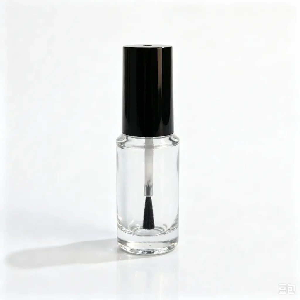 5ml runde Nagellackflasche aus Glas mit schwarzer Kappe und Pinsel