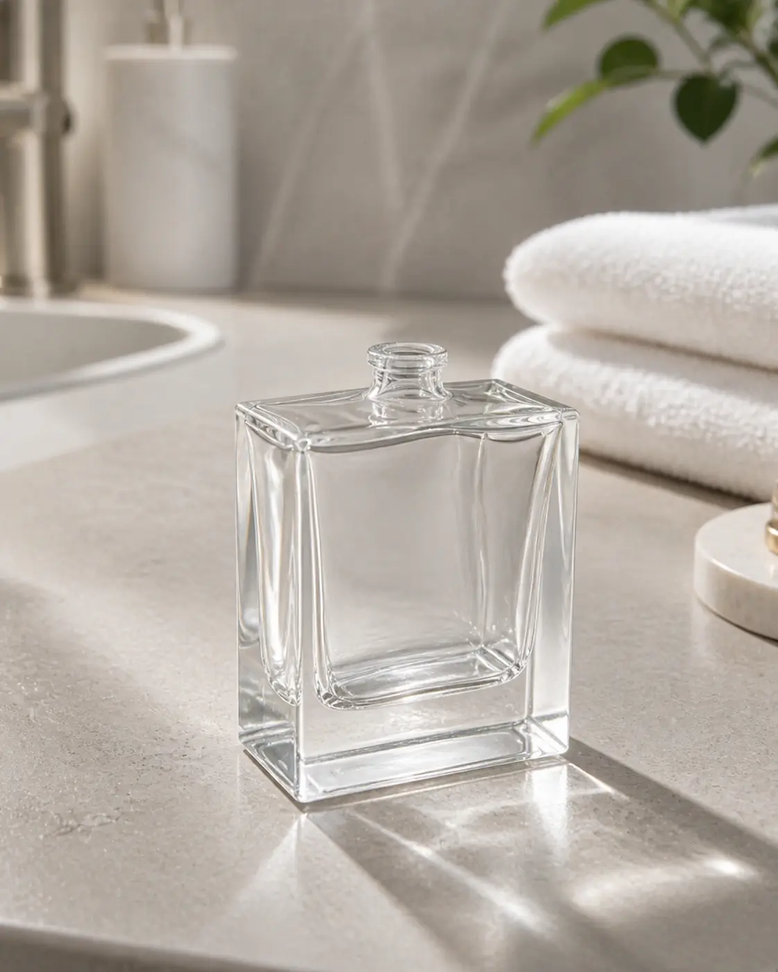 Finished 50ml custom glass perfume bottle FL470 sample developed from technical drawing