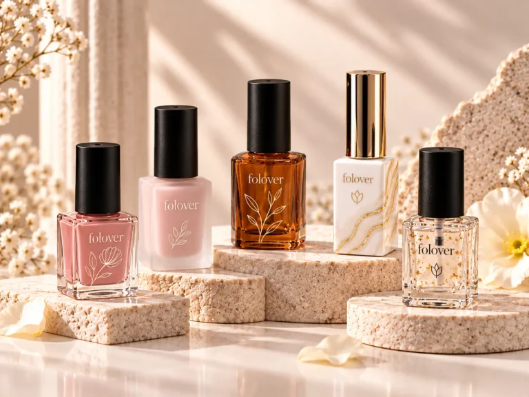 Compact 5ml 8ml and 10ml glass bottles for gel nail polish packaging BY FOLOVER PACK