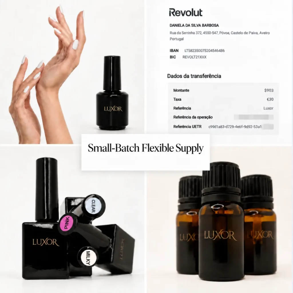 Luxor small-batch multi-SKU nail packaging case study with custom printed nail polish bottles and flexible production