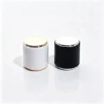 Nắp nước hoa ABS hình trụ nhìn từ phía trước với bề mặt giả vân gỗ dùng cho bao bì nước hoa