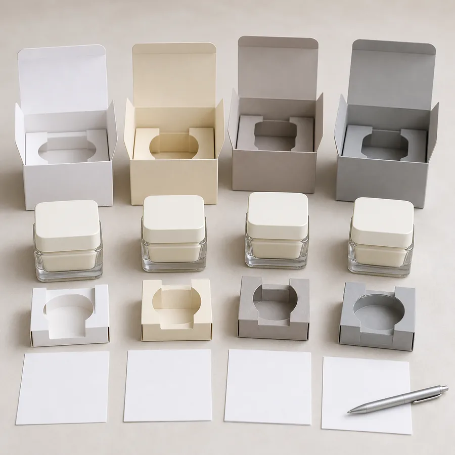 Same cosmetic package reviewed in several market-specific configurations with controlled documents