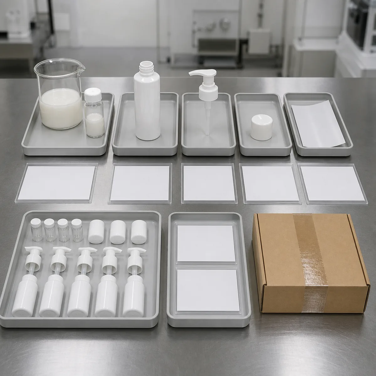 Formula bottle pump closure decoration and reference samples organized as a controlled evidence system