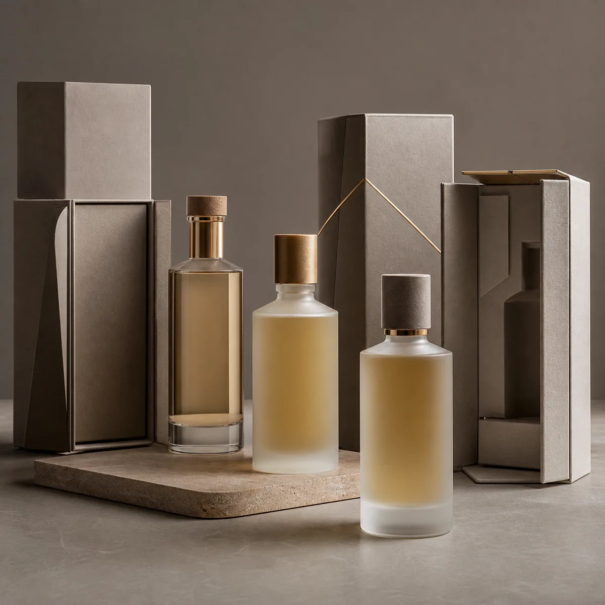 Premium-Kosmetik-Glasverpackung mit ausgewogenen Finish- und Verschlussdetails statt übermäßigem Gewicht