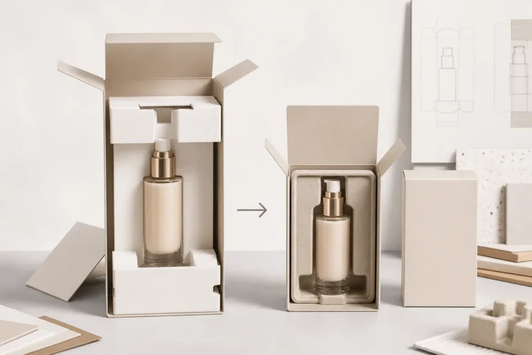 Oversized and right-sized protective cosmetic cartons compared